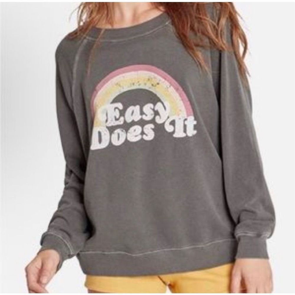 Wildfox Charcoal 'Easy Does It' Rainbow Sweatshirt